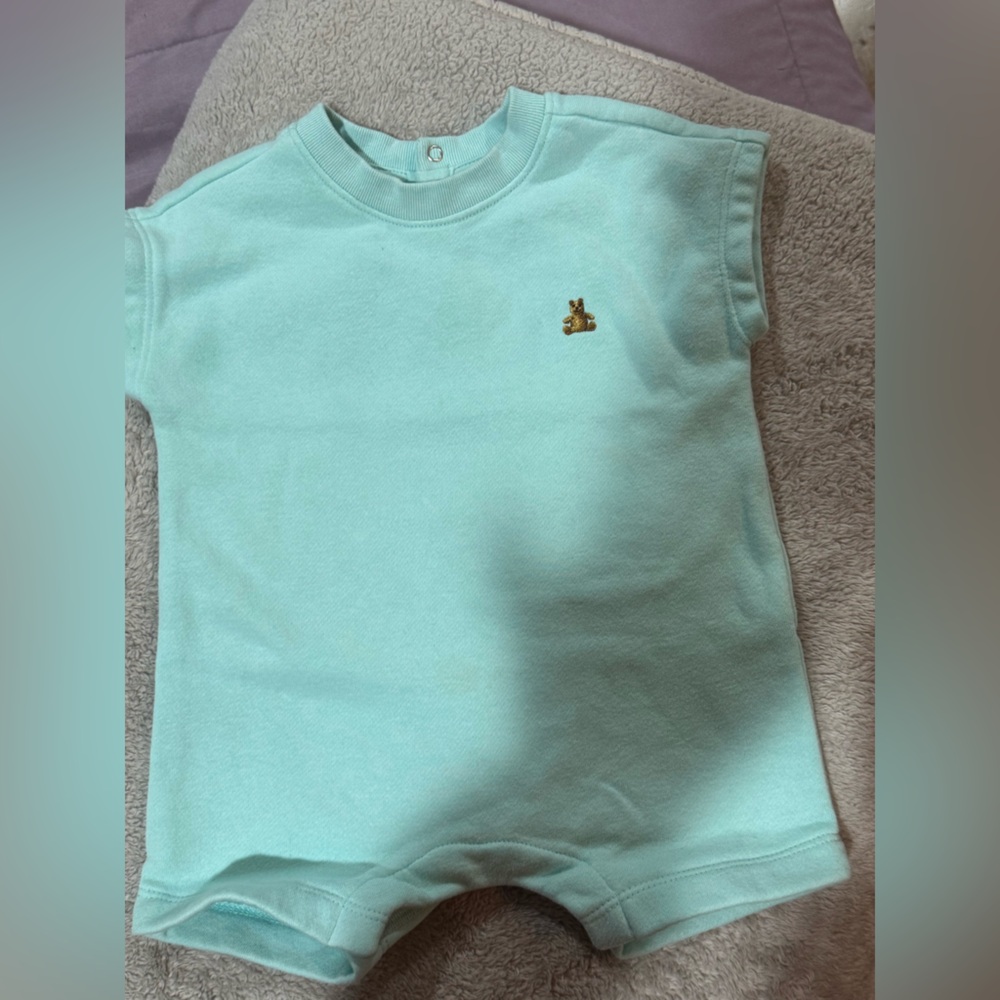 Gap Aqua Blue romper with Embroidered Logo